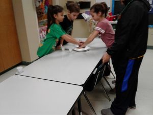 Students working at table