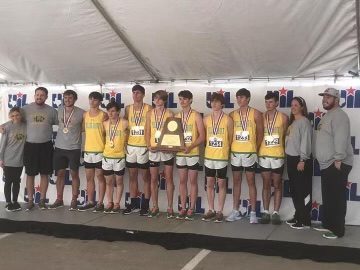 Photo of Cross Country team with coaches